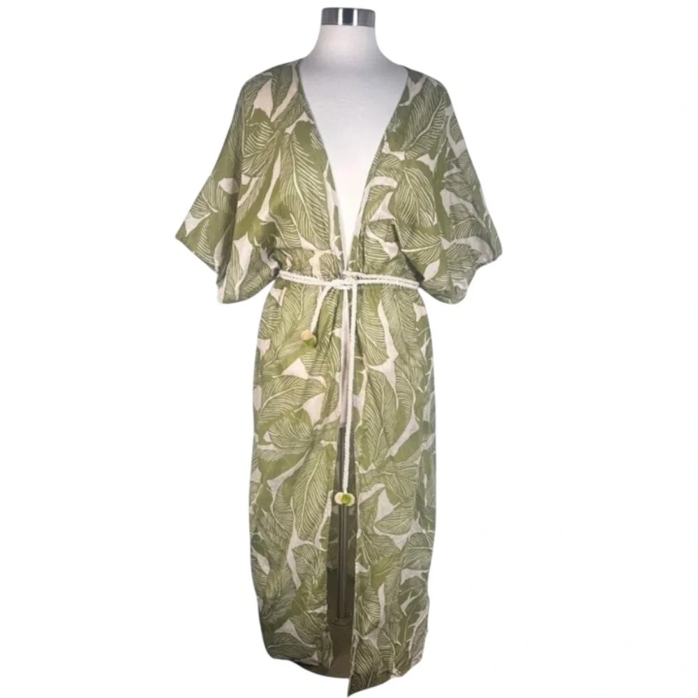 True Destinations Caftan Coverup size small Flutter Sleeve Beach palm vacation
